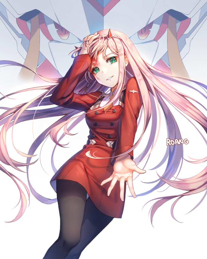 zero two and strelizia (darling in the franxx) drawn by roang