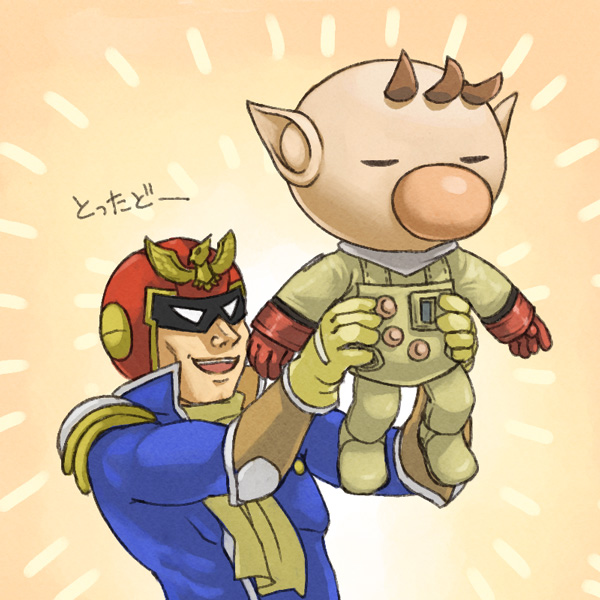 olimar and captain falcon (super smash bros. and 2 more) drawn by naru_(wish_field)