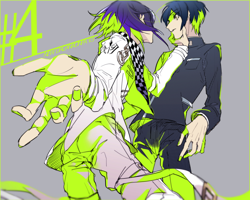 oma kokichi and saihara shuichi (danganronpa and 1 more) drawn by me_(lililico)