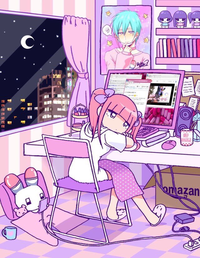 menhera-chan and usatan (microsoft windows and 3 more) drawn by ezaki_bisuko