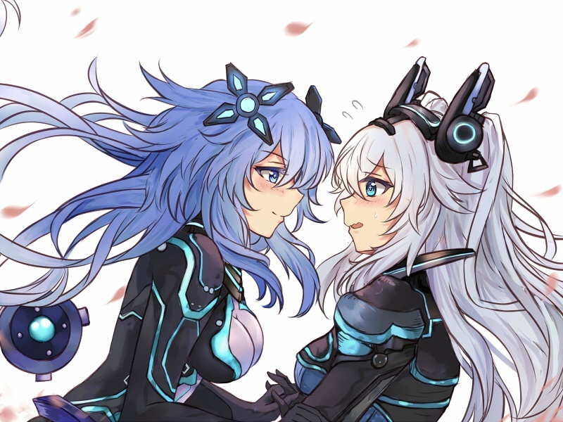 purple heart, black heart, next purple, and next black (neptune and 1 more) drawn by white_crow