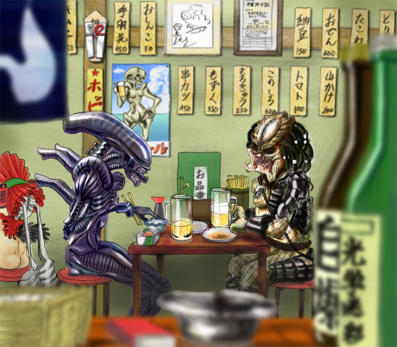 xenomorph, predator, akachouchin, and newborn (rozen maiden and 4 more) drawn by hal9500