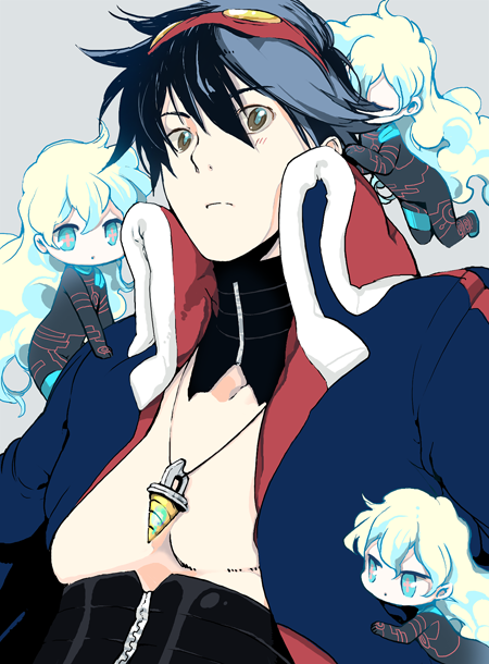 nia teppelin, simon, and antispiral nia (tengen toppa gurren lagann) drawn by kanke_(yonkuma)