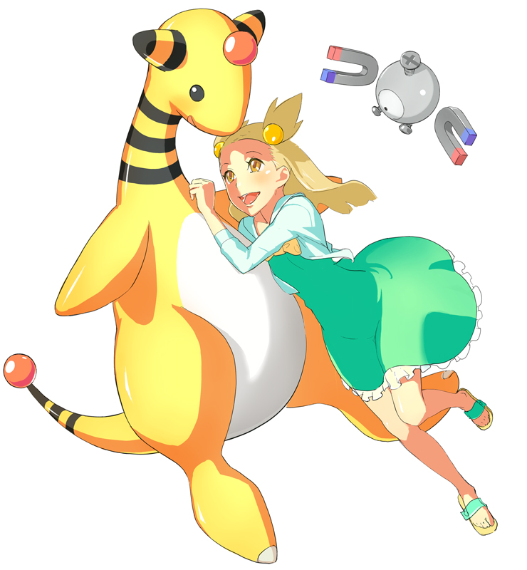 magnemite, jasmine, and ampharos (pokemon and 1 more) drawn by tetsuo_(amenohutikoma)