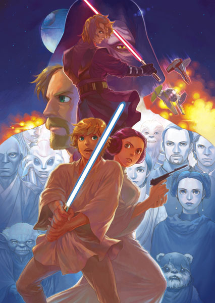 darth vader, princess leia, obi-wan kenobi, anakin skywalker, luke skywalker, and 12 more (star wars and 3 more) drawn by asami_you