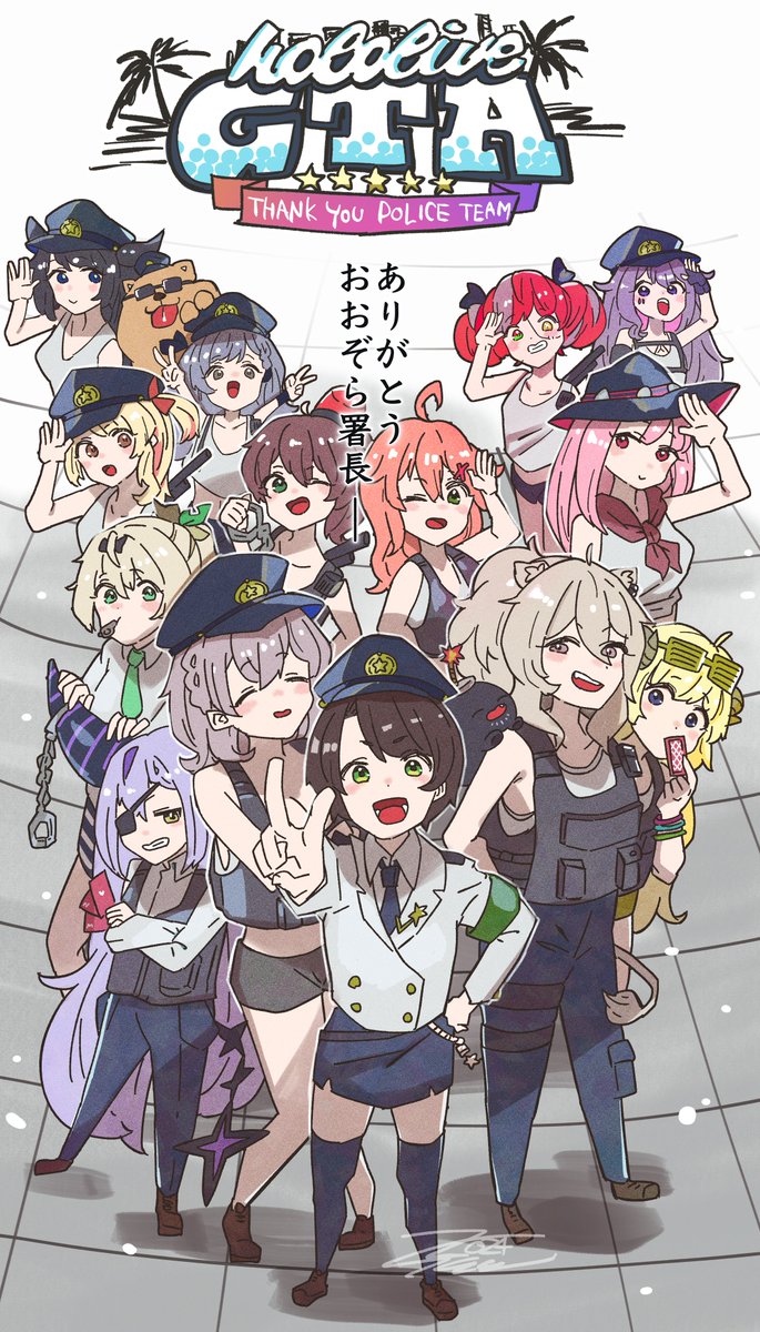 mori calliope, sakura miko, oozora subaru, shirogane noel, shishiro botan, and 9 more (hololive and 4 more) drawn by nyas0123