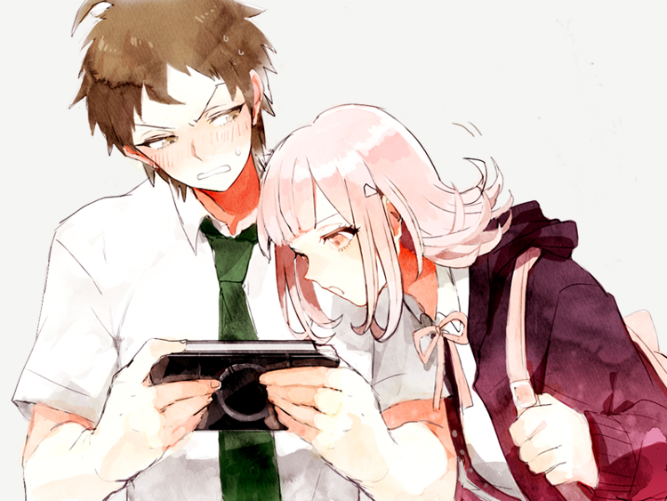 nanami chiaki and hinata hajime (danganronpa and 1 more) drawn by gomosawa