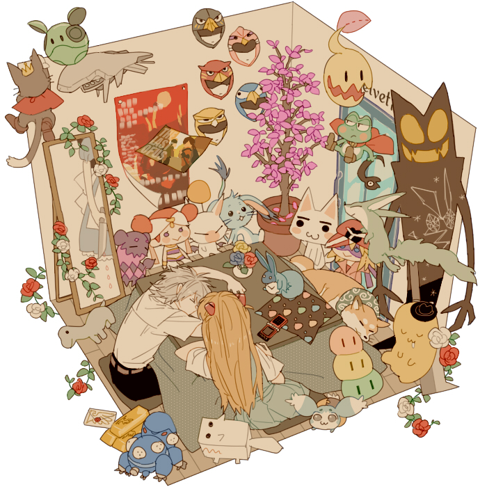 souryuu asuka langley, nagisa kaworu, haro, moogle, cait sith, and 19 more (final fantasy and 24 more) drawn by 0930erina