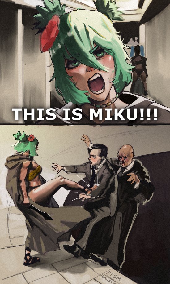 hatsune miku, brazilian miku, elon musk, and alexandre de moraes (vocaloid and 2 more) drawn by potassiumhere