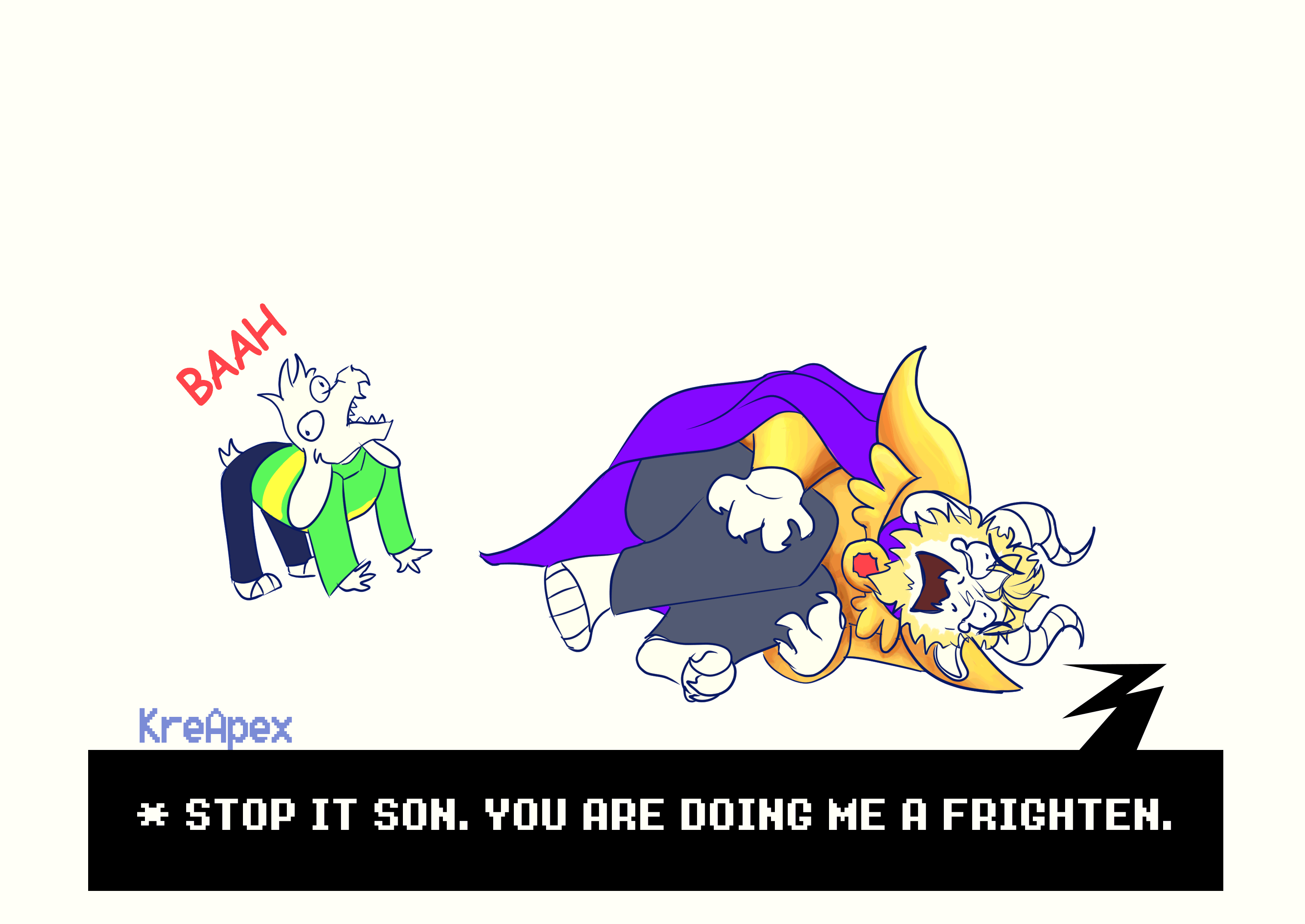 asriel dreemurr and asgore dreemurr (undertale) drawn by kreapex
