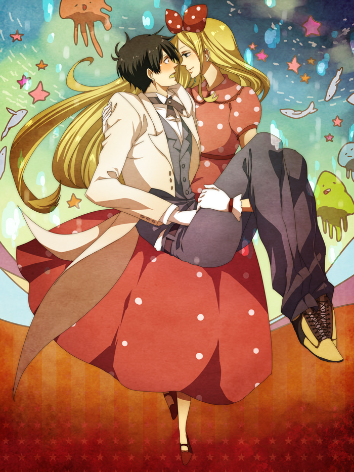 nino and ichinomiya kou (arakawa under the bridge) drawn by deco_(geigeki_honey)