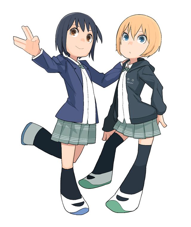 kon futaba and arashiyama hotori (soredemo machi wa mawatteiru) drawn by asamoto