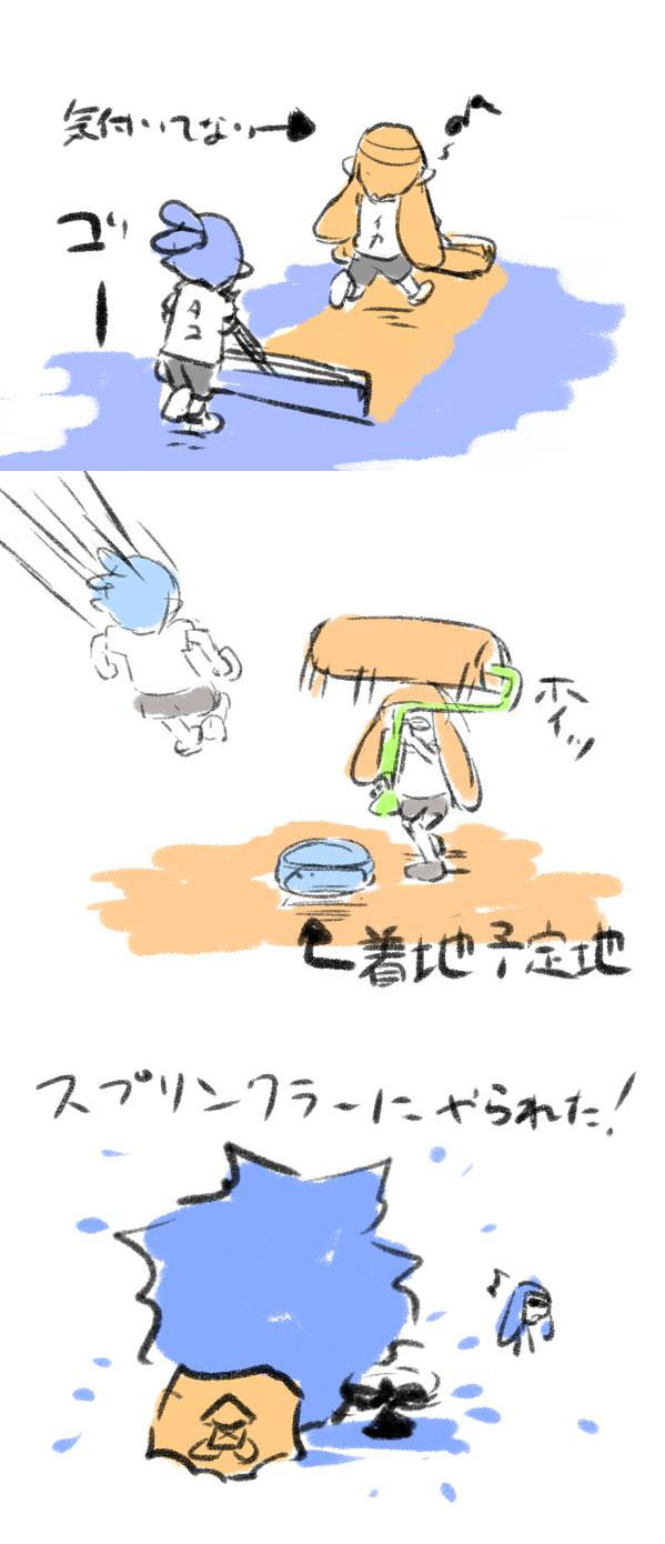 inkling player character, inkling girl, inkling boy, kaori, and john (splatoon and 1 more) drawn by engiyoshi