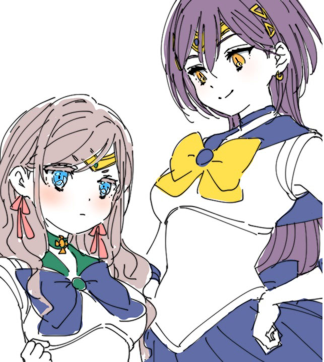 ceras yanagida lilienfeld, sailor uranus, sailor neptune, and katsuragi izumi (love live! and 2 more) drawn by shinanoya_(satanicad)