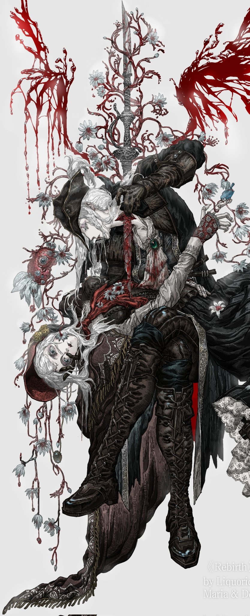plain doll and lady maria of the astral clocktower (bloodborne) drawn by breen_(geppert_kristy)