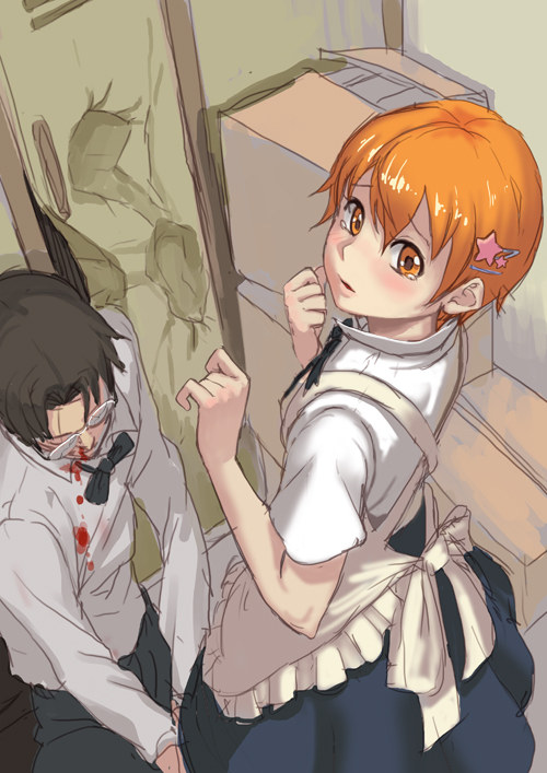 inami mahiru and takanashi souta (working!!) drawn by redpencil
