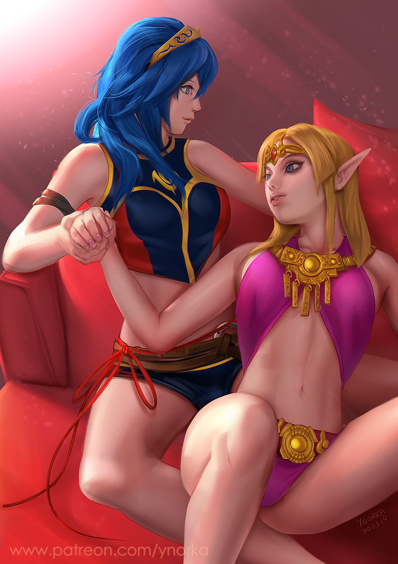 princess zelda and lucina (fire emblem and 5 more) drawn by ynorka_chiu