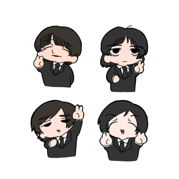 john lennon, paul mccartney, ringo starr, and george harrison (the beatles) drawn by fuminaga