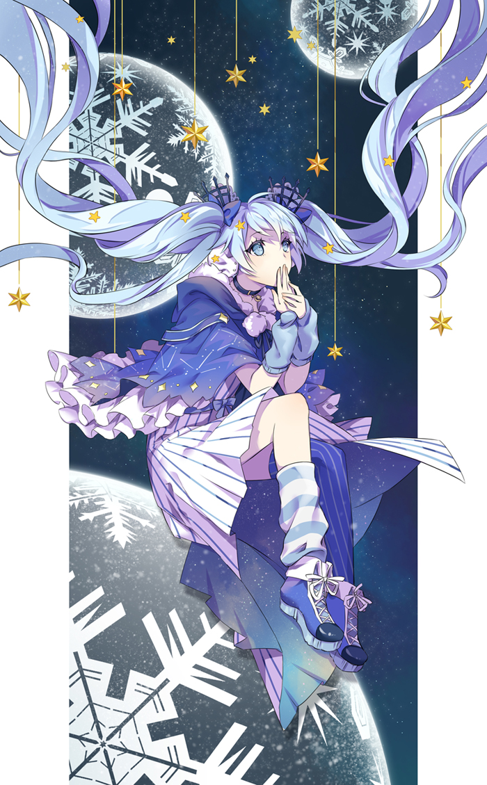 hatsune miku and fuyu no yoru miku (vocaloid) drawn by ouu_min
