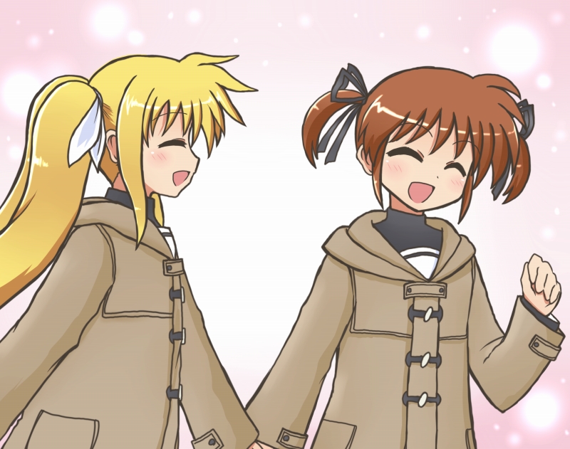 fate testarossa and takamachi nanoha (lyrical nanoha and 2 more) drawn by reverse_(bluefencer)