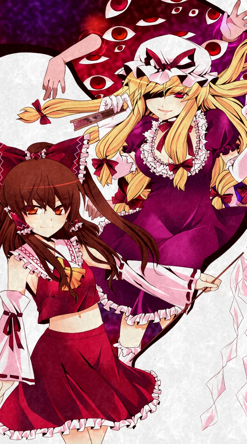 hakurei reimu and yakumo yukari (touhou) drawn by n-mix