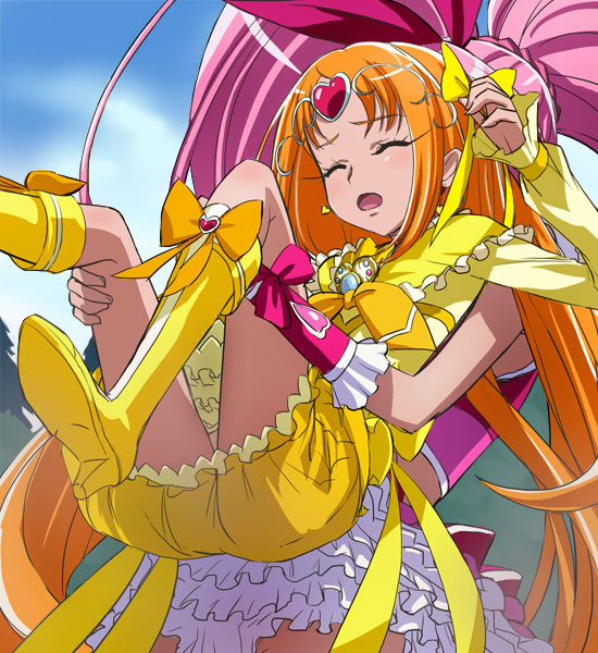 houjou hibiki, cure melody, shirabe ako, and cure muse (precure and 1 more) drawn by haruyama_kazunori
