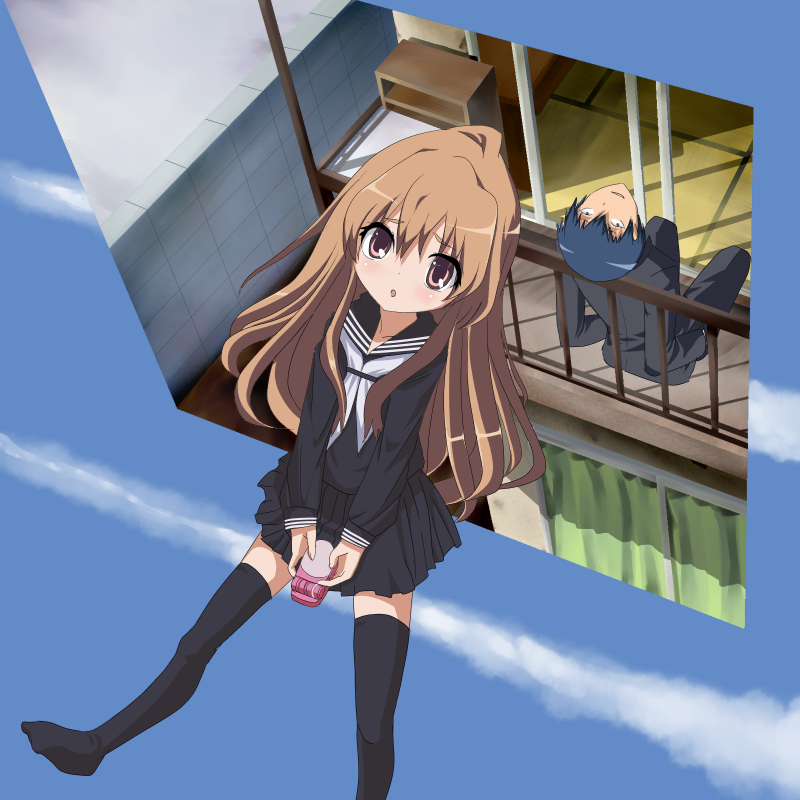 aisaka taiga and takasu ryuuji (toradora!) drawn by sigetch