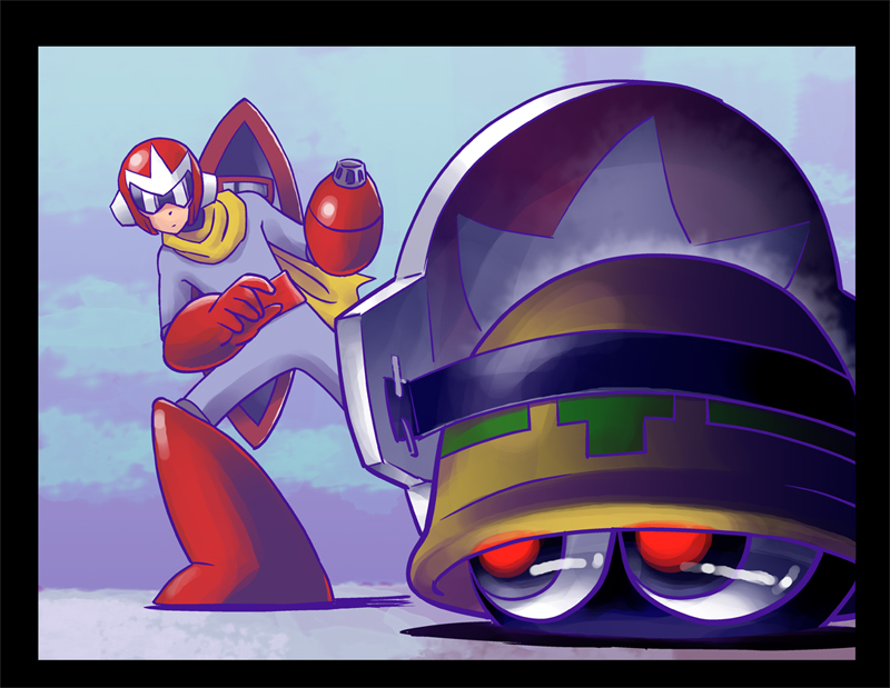 proto man and met (mega man and 1 more) drawn by b_no_hito