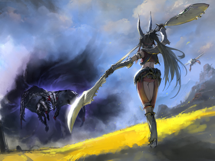monster hunter and gore magala (monster hunter and 1 more) drawn by sadamatsu_ryuuichi