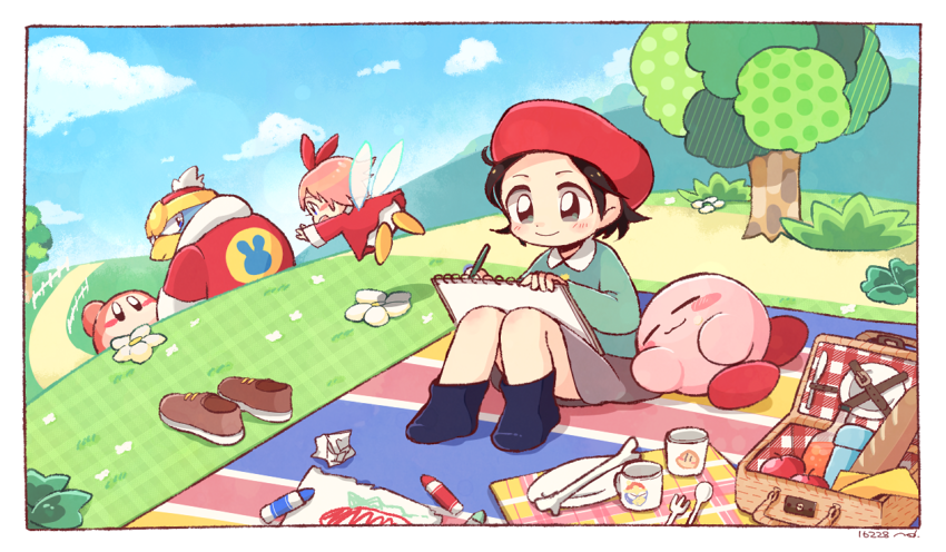 kirby, waddle dee, king dedede, adeleine, and ribbon (kirby and 1 more) drawn by midooka_(o_k_k)
