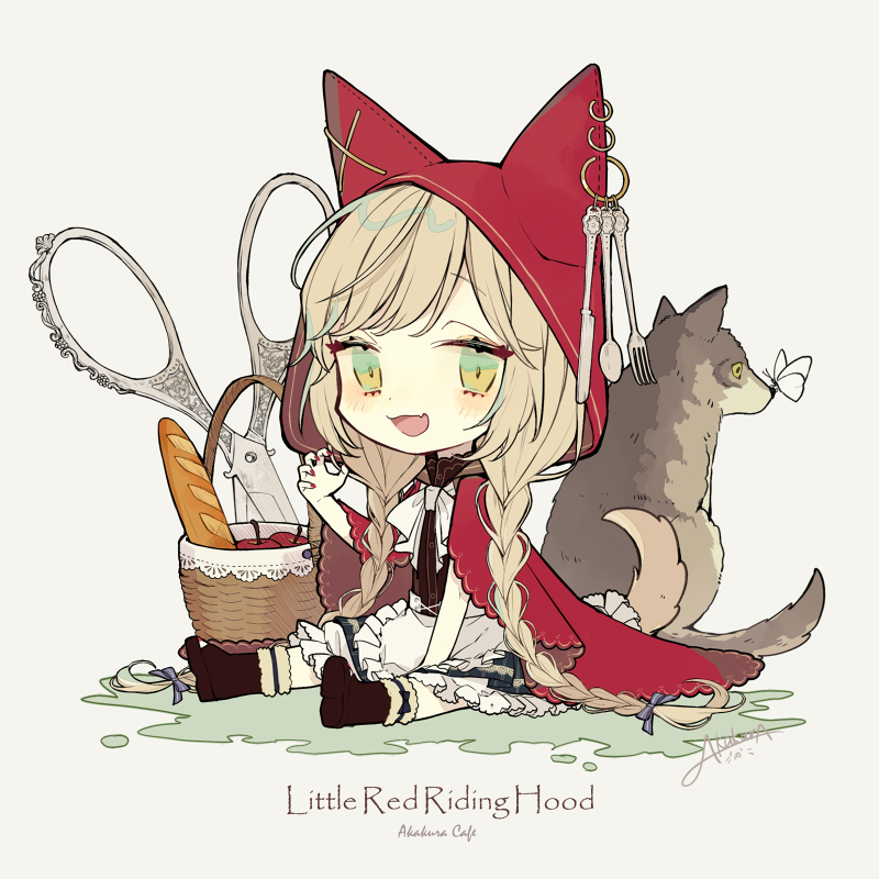 little red riding hood and big bad wolf (original and 1 more) drawn by akakura