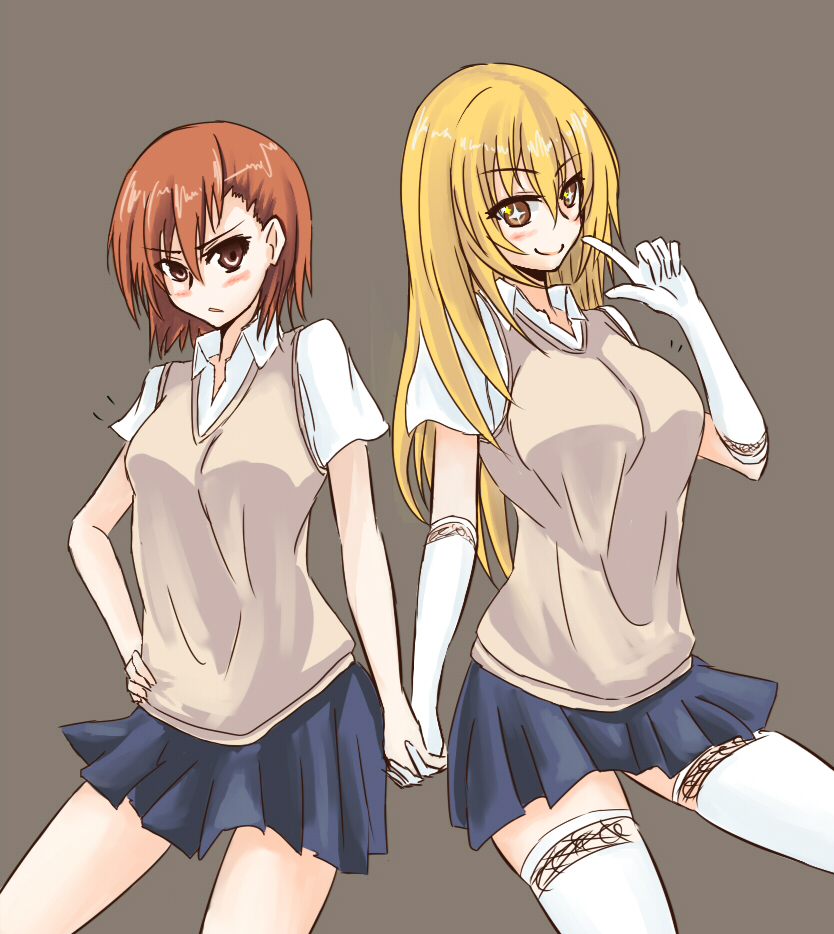 misaka mikoto and shokuhou misaki (toaru majutsu no index and 1 more) drawn by dyhkco