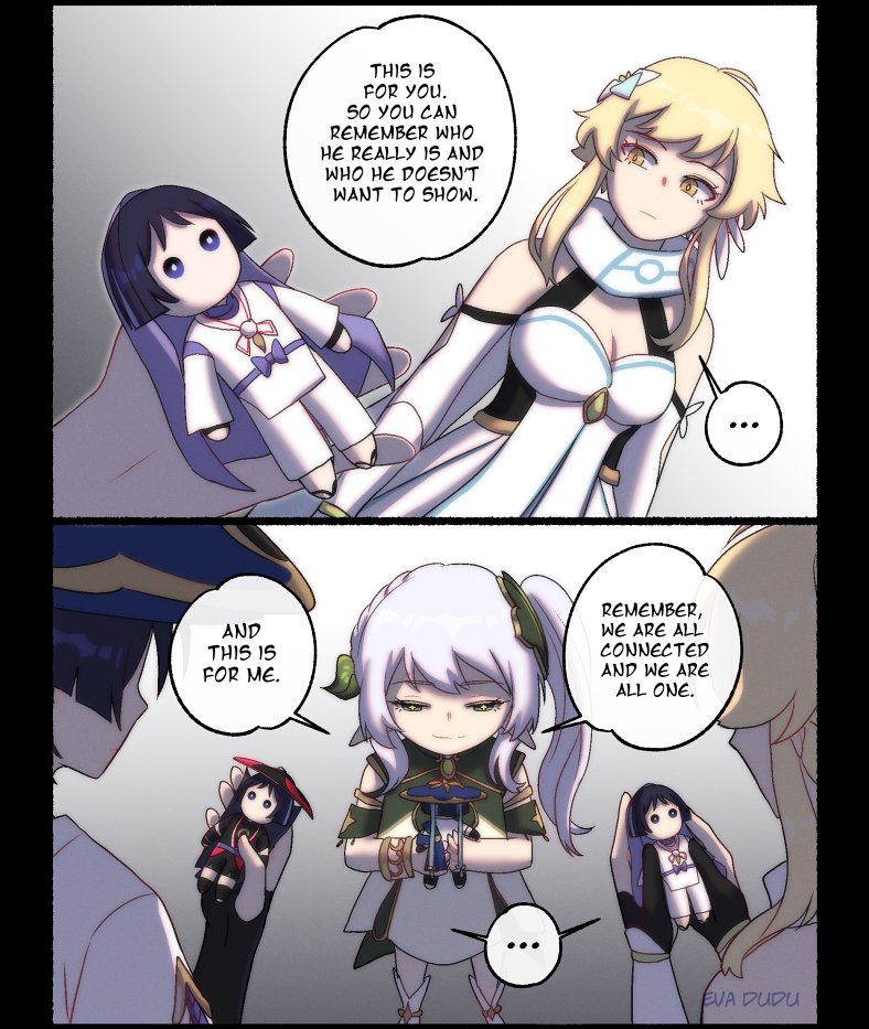 lumine, scaramouche, and nahida (genshin impact) drawn by kakaolikeslegs