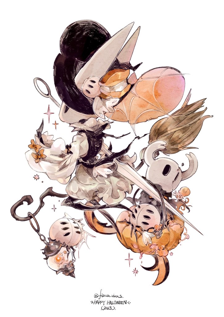 knight, hornet, and broken vessel (hollow knight) drawn by fioco_virus