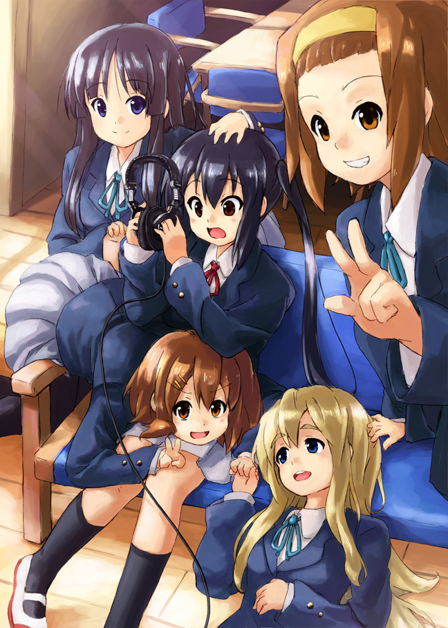akiyama mio, nakano azusa, hirasawa yui, tainaka ritsu, and kotobuki tsumugi (k-on!) drawn by sakakibara_taiga