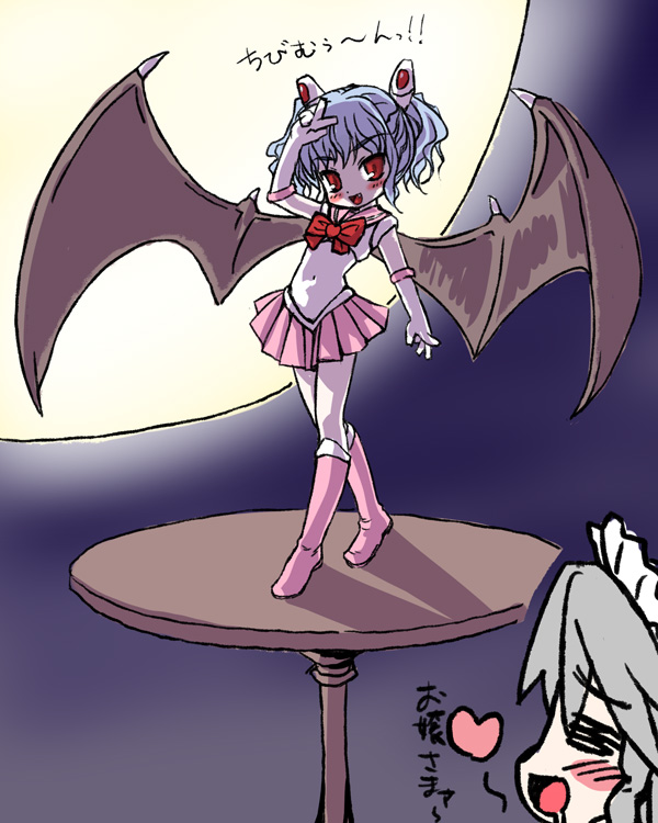 remilia scarlet, izayoi sakuya, and sailor chibi moon (touhou and 2 more) drawn by yuuki_(snowhouse)