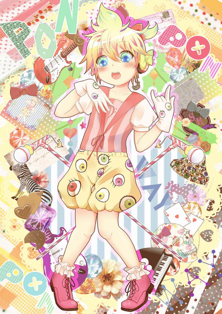 kagamine len and kyary pamyu pamyu (vocaloid and 1 more) drawn by mamakari