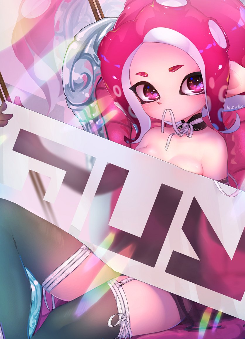 octoling player character and octoling girl (splatoon and 2 more) drawn by kashu_(hizake)