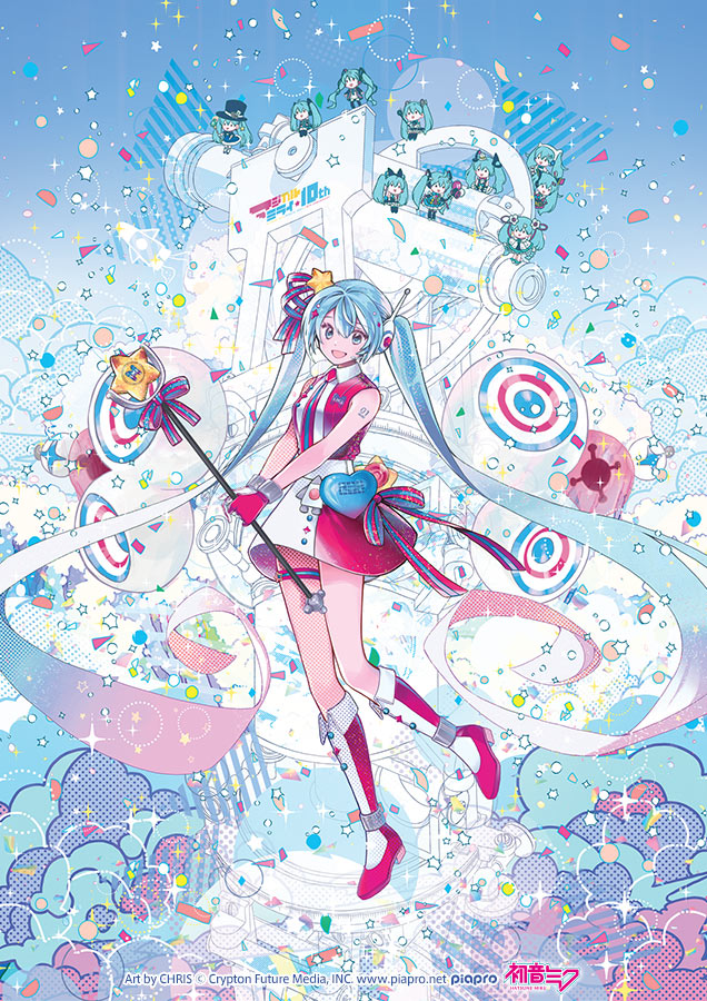 hatsune miku and magical mirai miku (vocaloid and 1 more) drawn by chris4708