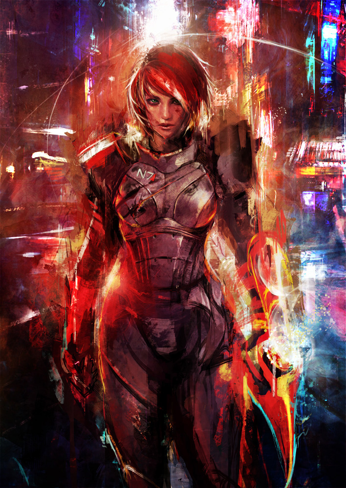 commander shepard (mass effect and 1 more) drawn by muju