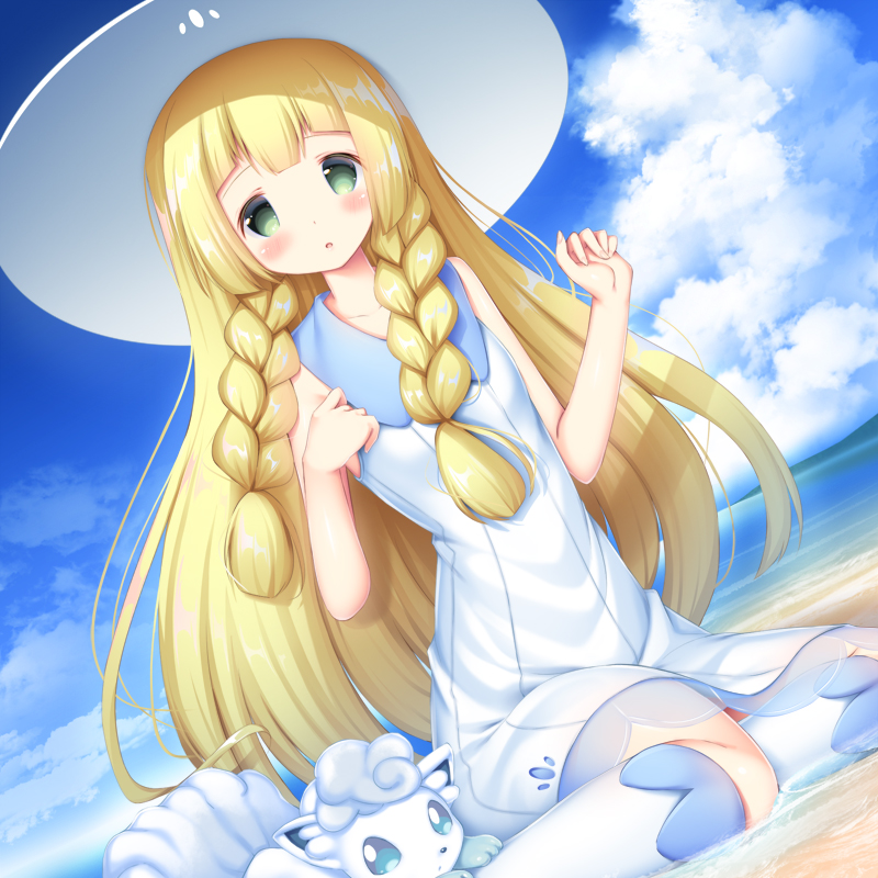 lillie and alolan vulpix (pokemon and 1 more) drawn by murano101
