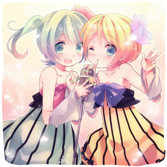 hatsune miku and kagamine rin (vocaloid and 3 more) drawn by ousaka_nozomi