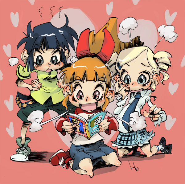 akazutsumi momoko, matsubara kaoru, and goutokuji miyako (powerpuff girls z) drawn by hirano_masanori