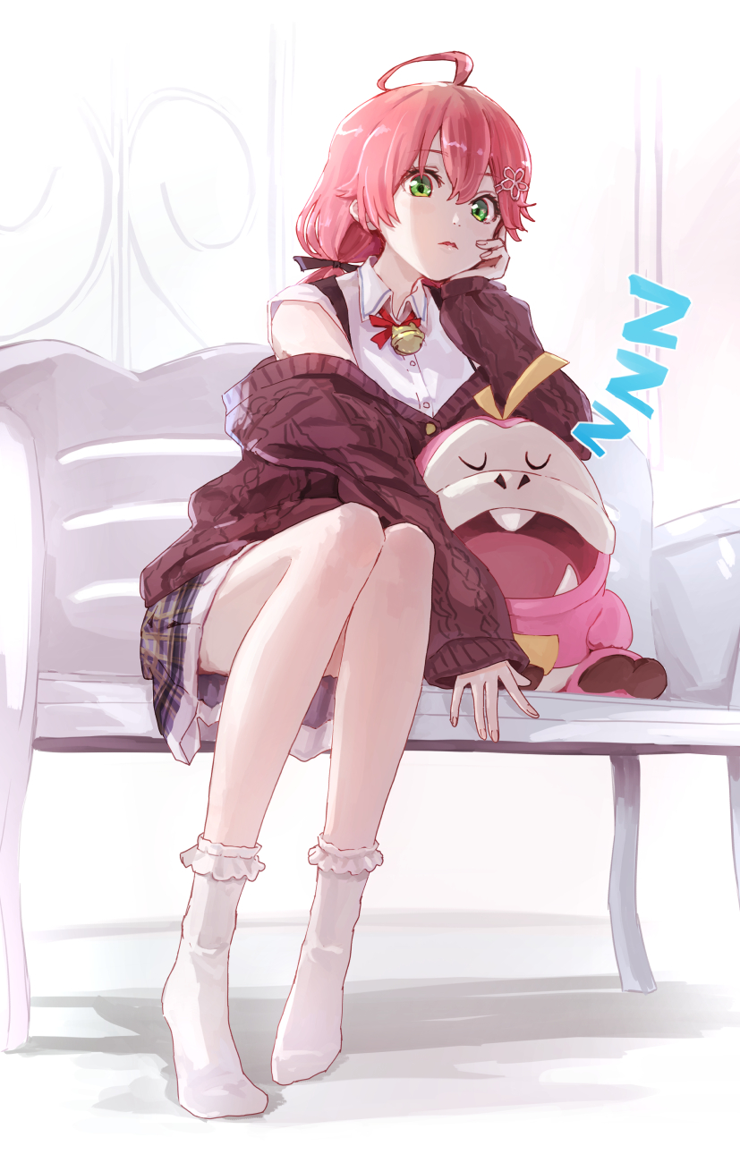 sakura miko and fuecoco (pokemon and 1 more) drawn by yami_ara