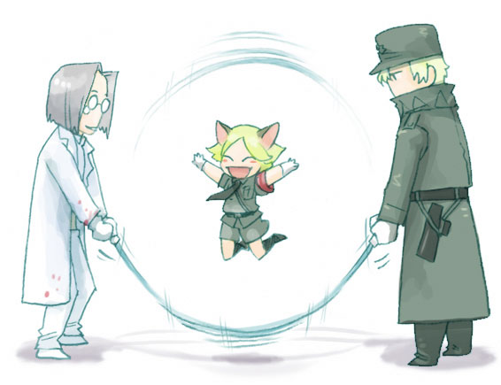 schroedinger, captain, and doctor (hellsing) drawn by nankakureman