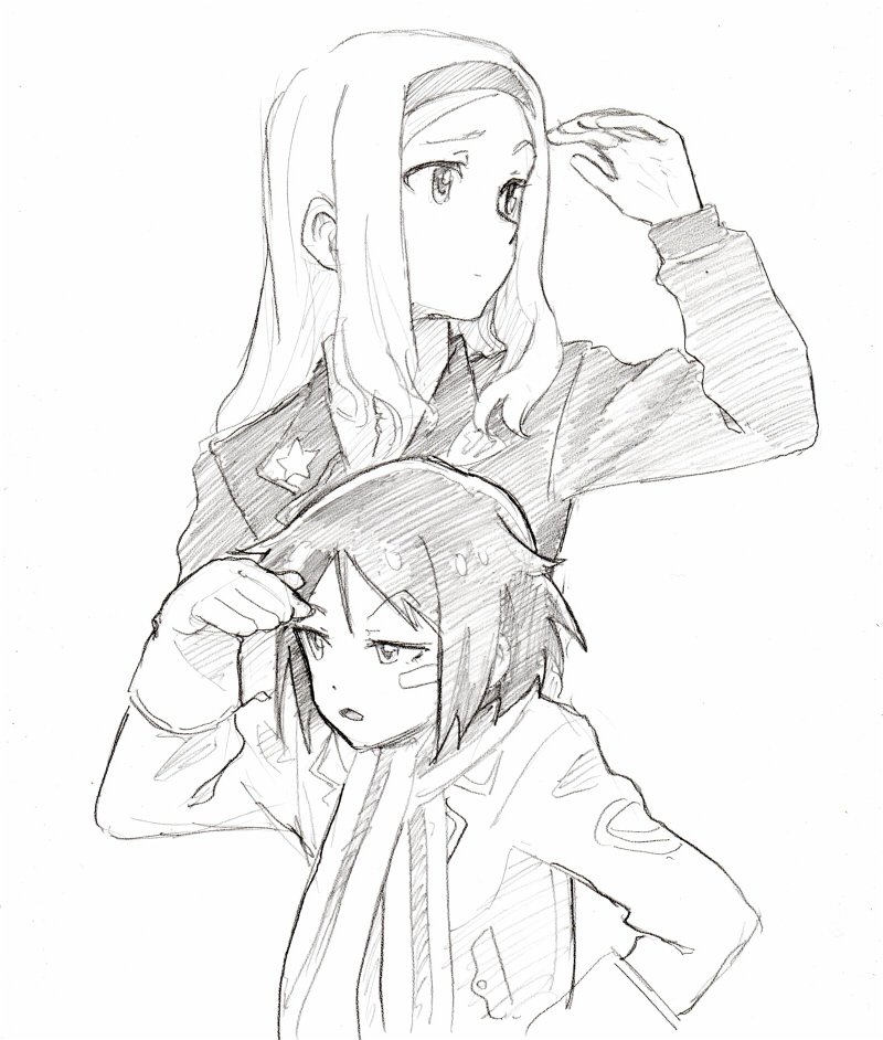 kanno naoe and aleksandra i. pokryshkin (world witches series and 1 more) drawn by shiratama_(hockey)