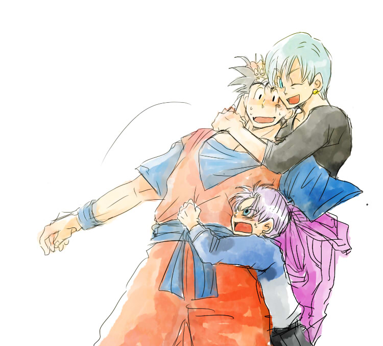 bulma, son gohan, and trunks (dragon ball and 1 more) drawn by azuma_(shinra)