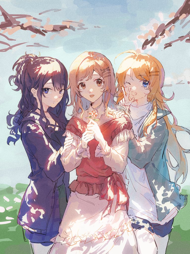 hachimiya meguru, sakuragi mano, and kazano hiori (idolmaster and 1 more) drawn by tsubomi_fanart
