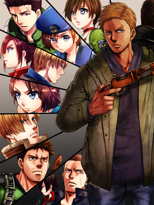 jill valentine, leon s. kennedy, chris redfield, ada wong, claire redfield, and 3 more (resident evil and 9 more) drawn by nagare