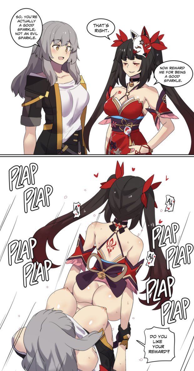 trailblazer, stelle, and sparkle (honkai and 1 more) drawn by hinghoi